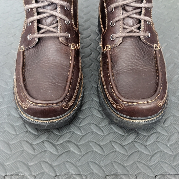 sz:8W Rockport Men's Leather Boots, Wide, Waterproof Brown Moc-toe Chukka - Picture 5 of 15